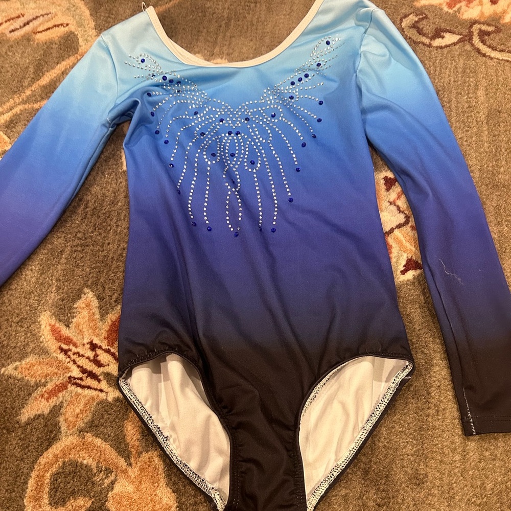 Girls long sleeve gymnastic leotard blue